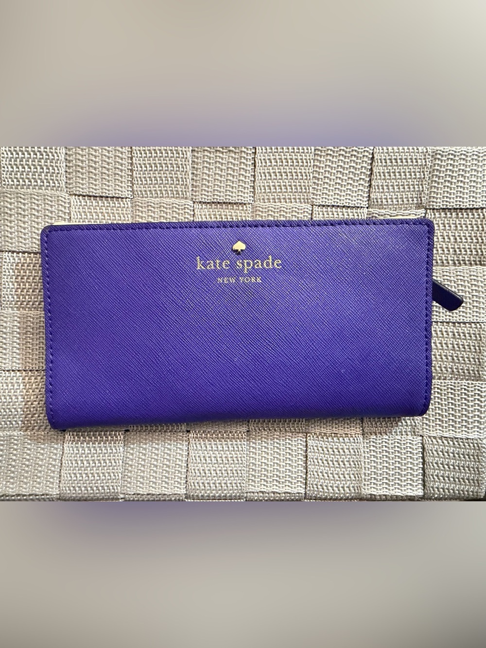 kate spade purple Saffiano Continental Wallet with Gold Logo